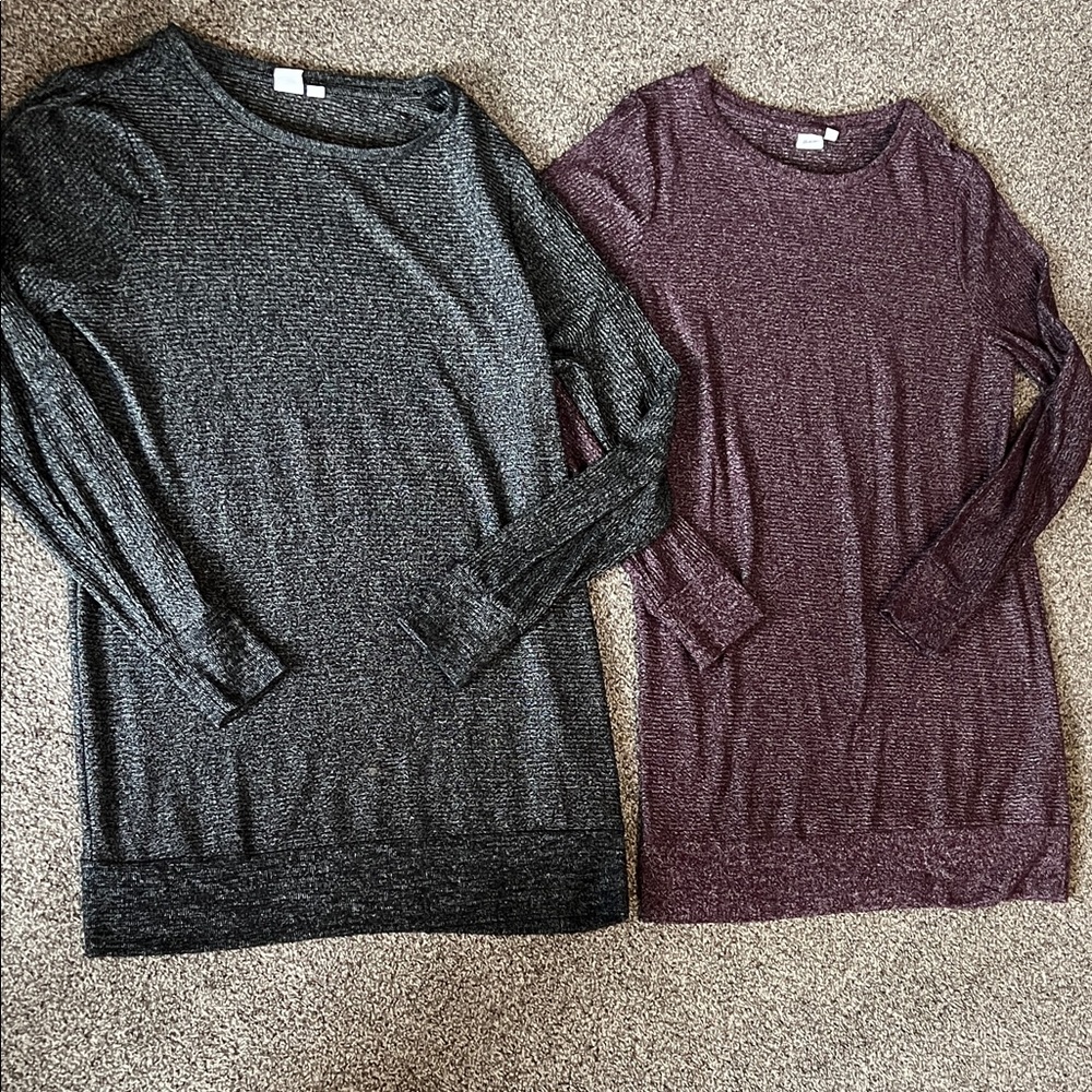 BNWOT super soft GAP maternity long sleeve sweater tops set (charcoal & plum)